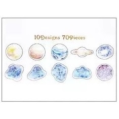 [MILOLI] 70Pcs ROMANTIC STICKER & FROST SEAL Sticker Décor Jurnal Stiker Hias Diary Scrapbook -B0316-I. Galaxy-46120