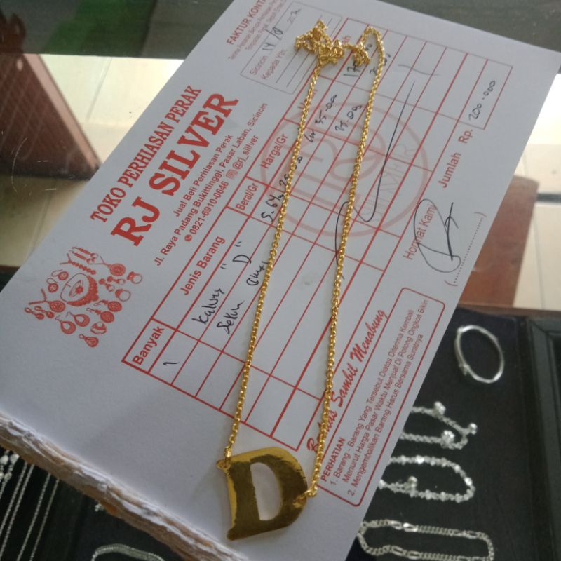 KALUNG INISIAL PERAK SEPUH EMAS