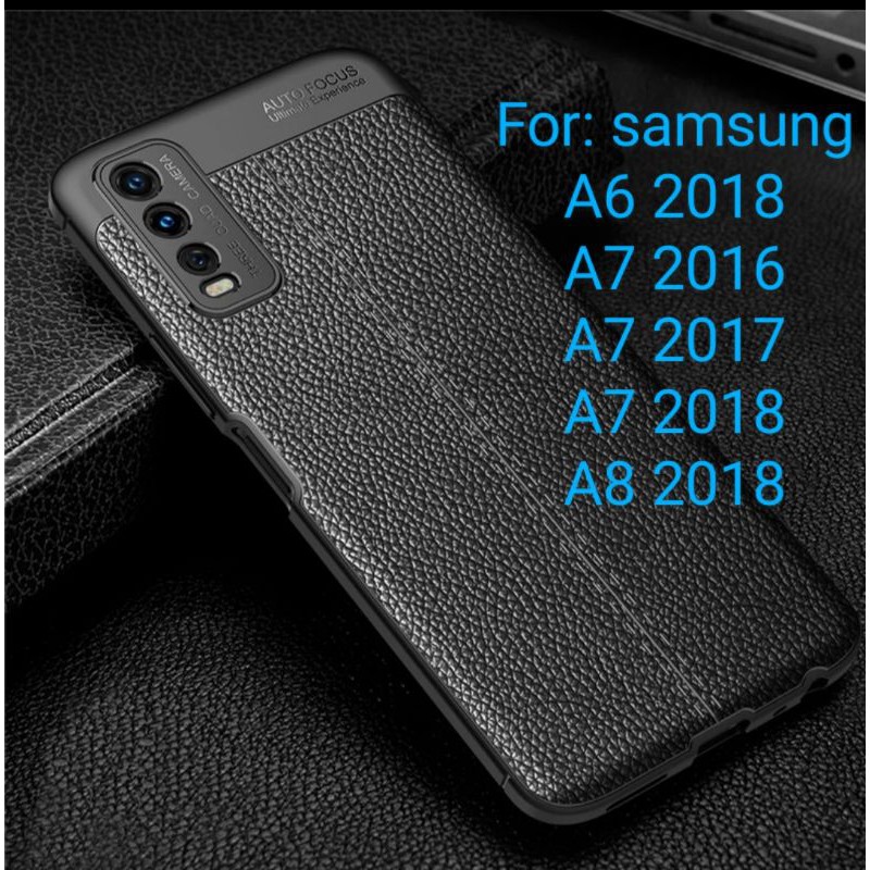 Samsung A6 A7 A8 Silicon Autofocus Leather Softcase Casing Cover TPU Kulit Jeruk