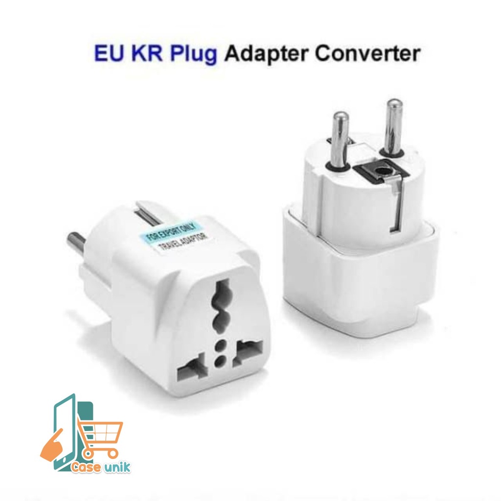 STEKER Adaptor Travel Charger / Sambungan Charger Kaki 3 ke Kaki 2 / EU KR Plug Adapter Converter CS3597