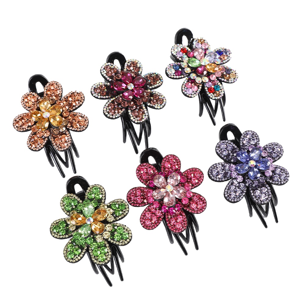 Rhinestone Hairpins Barrettes Flower Duckbill Hair Claws Retro Hair Clips For Women Ponytail Holder Hair Accessories