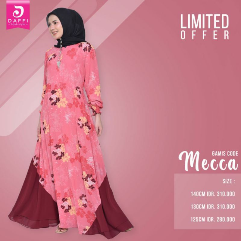 gamis MECCA by Daffi Hijab ready warna guava LD 110 PB 140