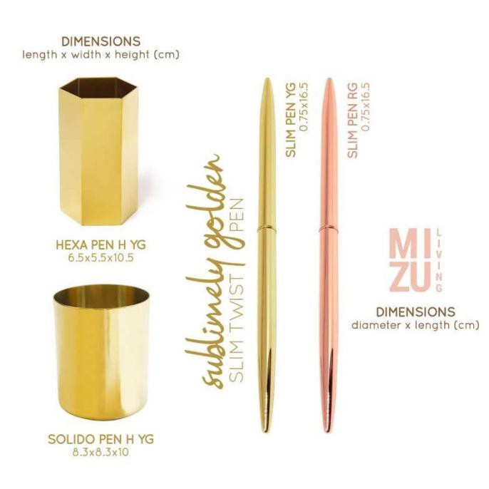 

SUBLIMELY GOLDEN BRASS PEN HOLDER OFFICE STATIONERY TEMPAT ALAT TULIS - SOLIDO PEN H YG