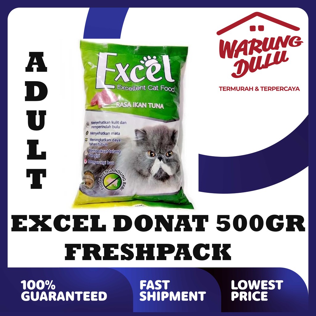 MAKANAN KUCING EXCEL DONAT FRESHPACK 500GR