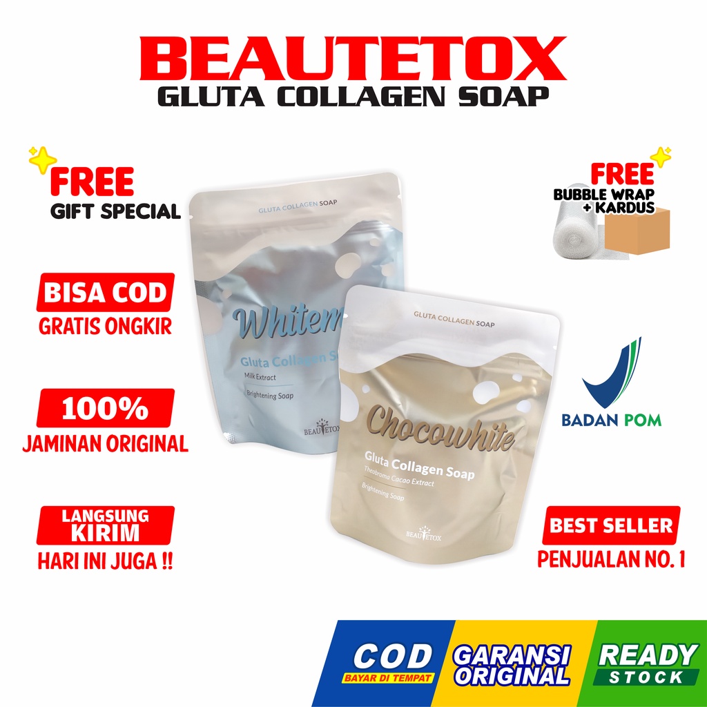 Sabun Gluta Collagen Soap [Buy 1 Get 1 Free] By Beautetox Scrub Komedo Original Bpom 100%