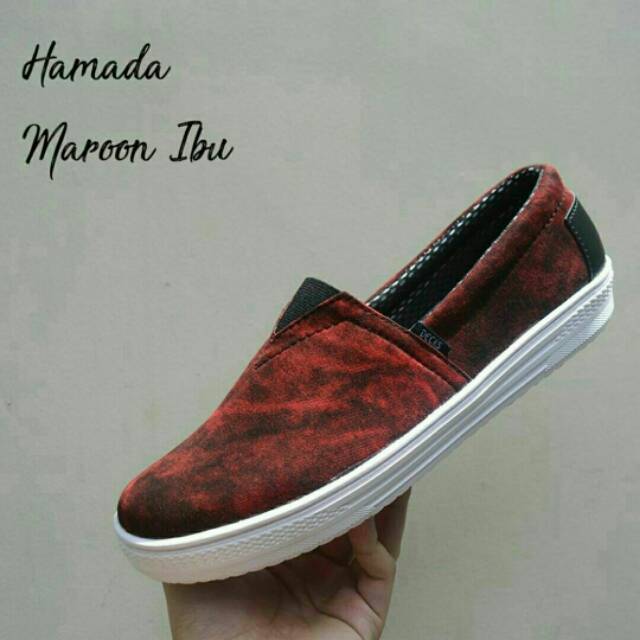 Sepatu Decks Hamada Maroon Wash Sepatu Wanita Casual Original