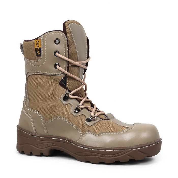 MS Shop - COD!! Sepatu Safety Boots Pria Crocodile Indicator Tinggi Cream PDL Sleting Bikers Outdoor