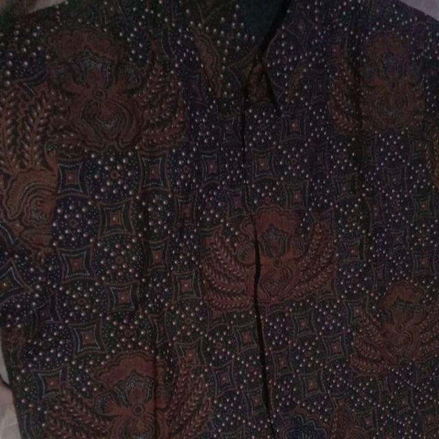 Batik Pria Pari Coklat Size M - Xxl Reguler Fit Batik Solo Halus Asli Katun Sragenan Full Furing