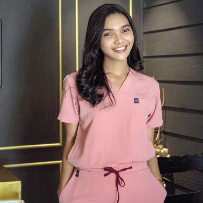 Baju Jaga V NECK SS - PINK Scrubs Theatre Blues First Line Pendek