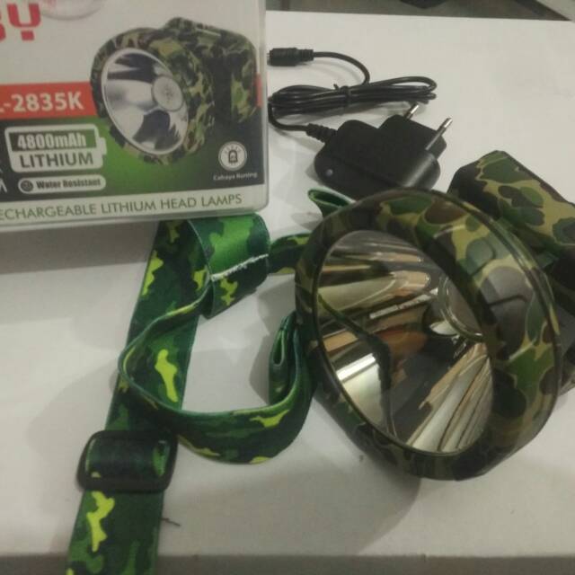 Senter kepala luby 20watt loreng nyala kuning