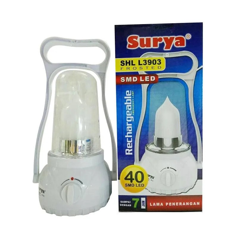 Surya Lampu Emergency Petromak SHL L3903 Frosted SMD 40 LED Light Led Dimmer Switch Rechargeable