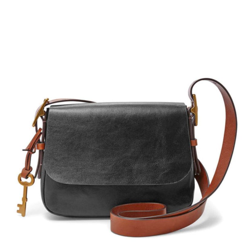 Tas Wanita Fossil Harper Crossbody Bag Flap Original Warna Hitam dan Coklat Slingbag Genuine Leather
