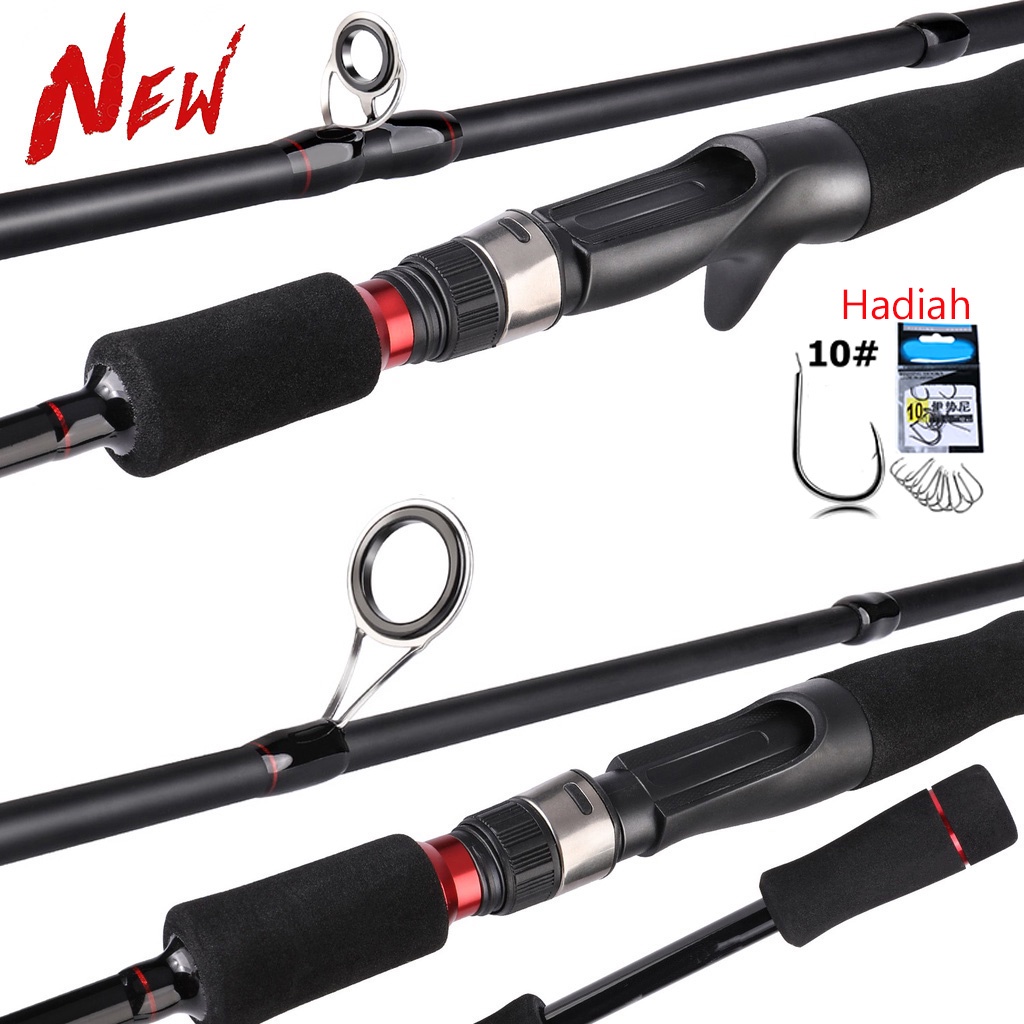 Carbon Fiber Spinning Baitcasting Fishing Rod Max Drag 5kg Fishing Pole 1.65m 1.8m M and ML Joran Pancing 2 Sections Solid Tip Carbon Fishing Pole Max Drag 4-10kg Fishing Rod Saltwater Freshwater Bass Rod Fishing Hook Fishing Gear Fishing Tool Gift