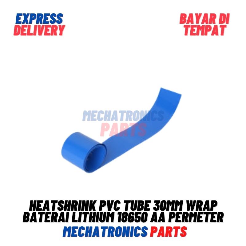 Heatshrink PVC Tube 30mm Wrap Baterai Lithium 18650 AA Permeter