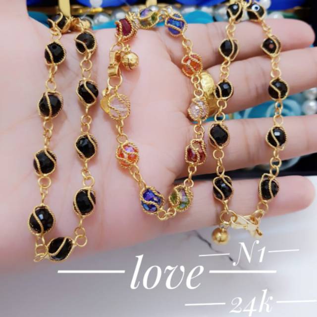 Gelang tangan cantik dilapisi emas 24 k