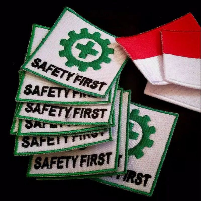1 Set Logo K3 safety first Bendera merah putih /PDL baju kerja seragam Bordir/ bedge emblem bed