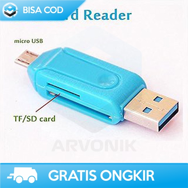 ADAPTER OTG 2 IN 1 USB CARD READER PEMBACA MICRO SD UNIVERSAL MURAH