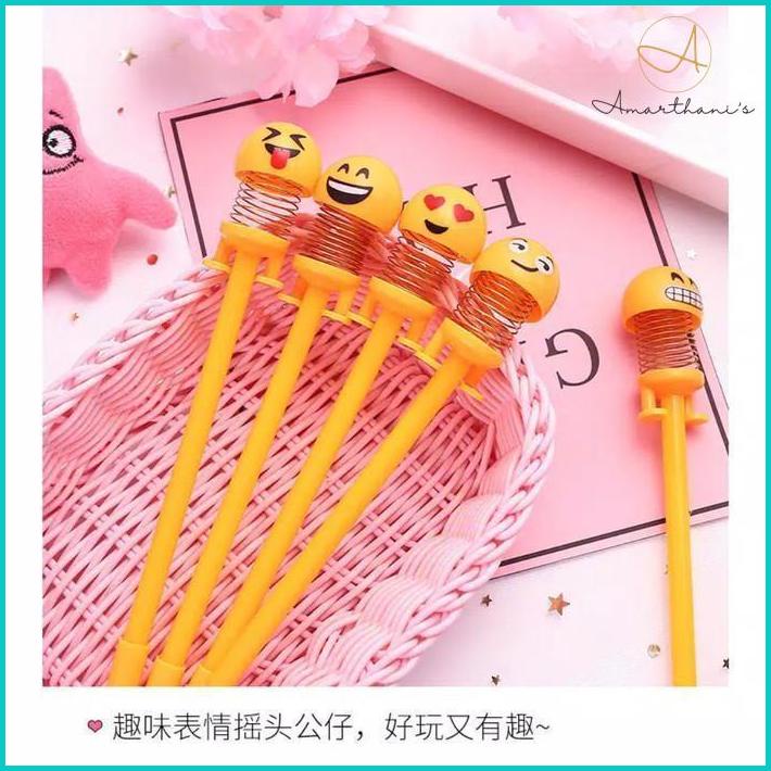 

Amarthani'S Pulpen Gel Mantul Emoji Doll Per Shake Head Emoji Spring Doll Emoticon