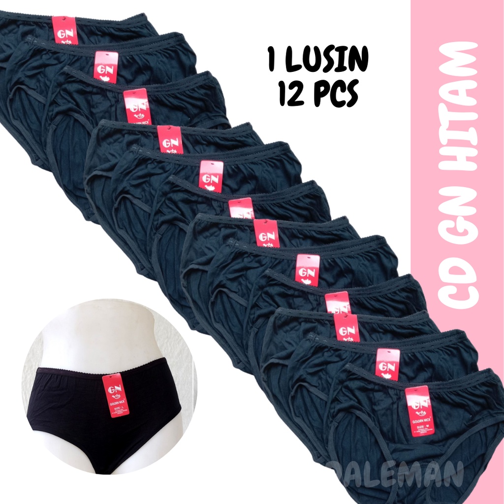 KHUSUS WARNA HITAM - CELANA DALAM WANITA LUSINAN - CD GOLDEN NICK HITAM LUSINAN - GN HITAM 12 PCS