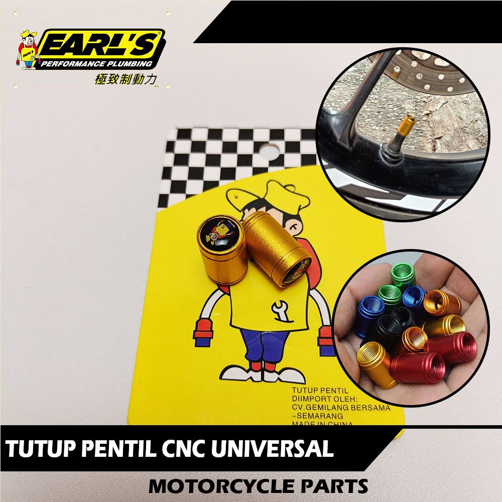 tutup pentil  warna polos earles universal motor, bebek, sport dan metic