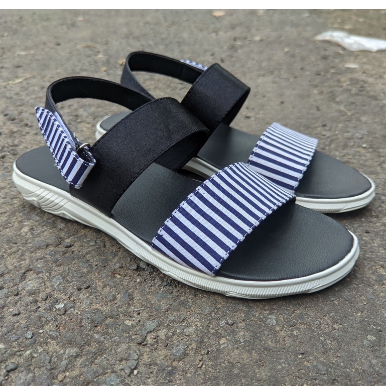BTS - Sandal Tali Wanita Terbaru Sandal korea Style Sendal Perempuan Motif Kotak-Kotak 021-Garis kecil