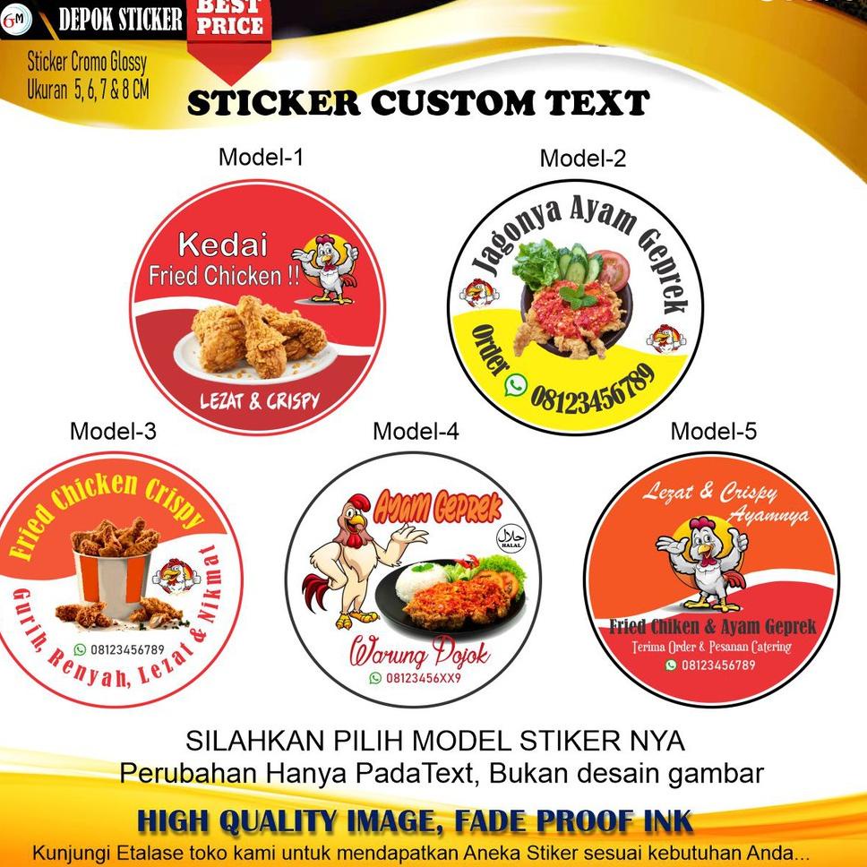 

₴ Stiker label Fried Chicken Ayam Geprek (1pack = Isi 100 pcs) ☮