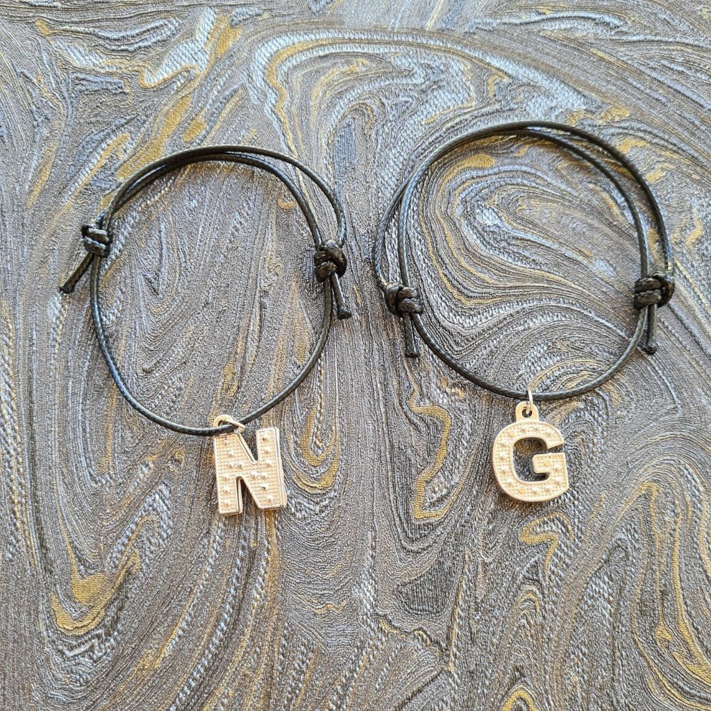 Gelang Inisial Huruf Bisa Request Pasangan Couple Bracelet BFF Persahabatan Saudara Tali Korea Akses