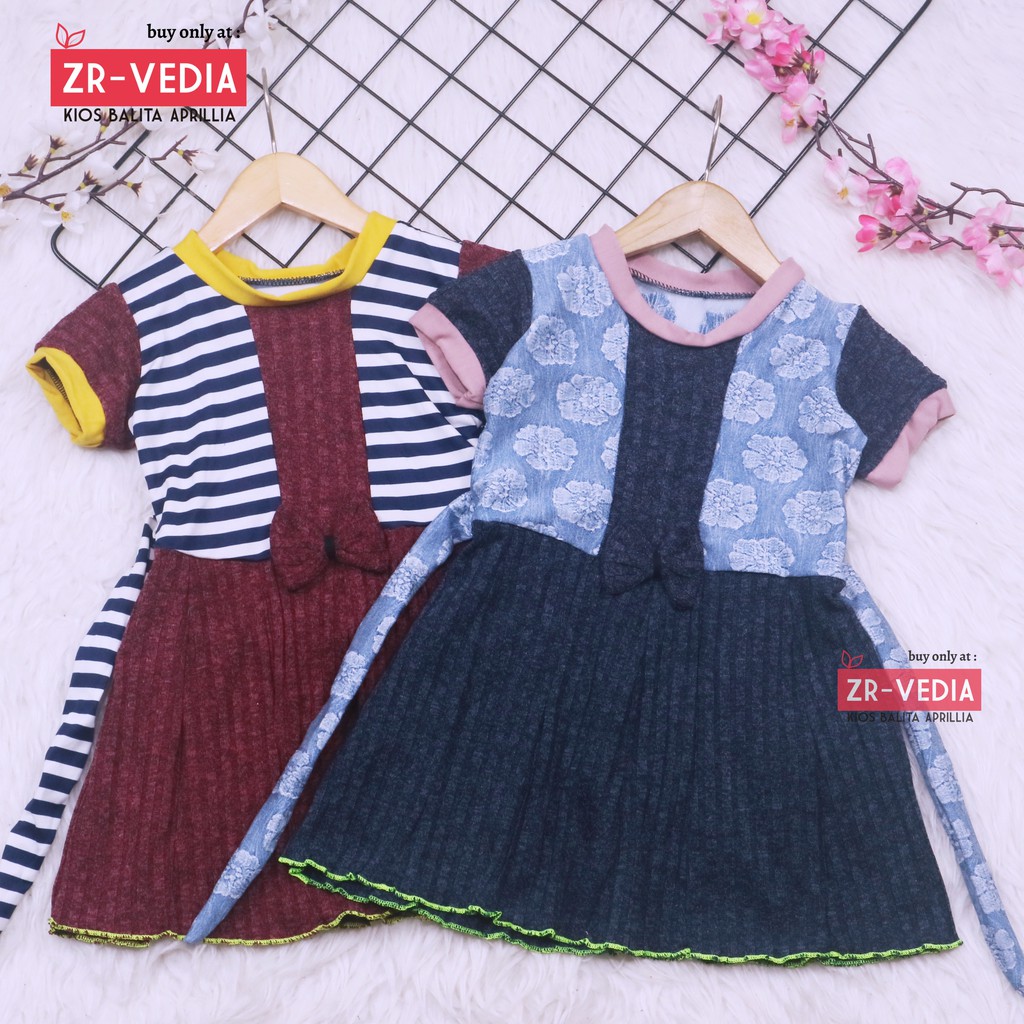 Dress Mikhayla size Bayi - 2 Tahun / Dres Anak Perempuan Baju Import Murah Gaun Motif Terbaru Adem