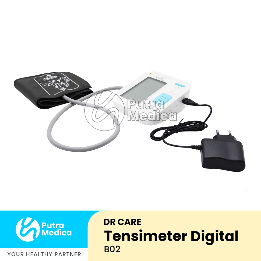 Dr Care Tensimeter Digital B02 + AC Adaptor / Alat Ukur Tekanan Darah Elektrik