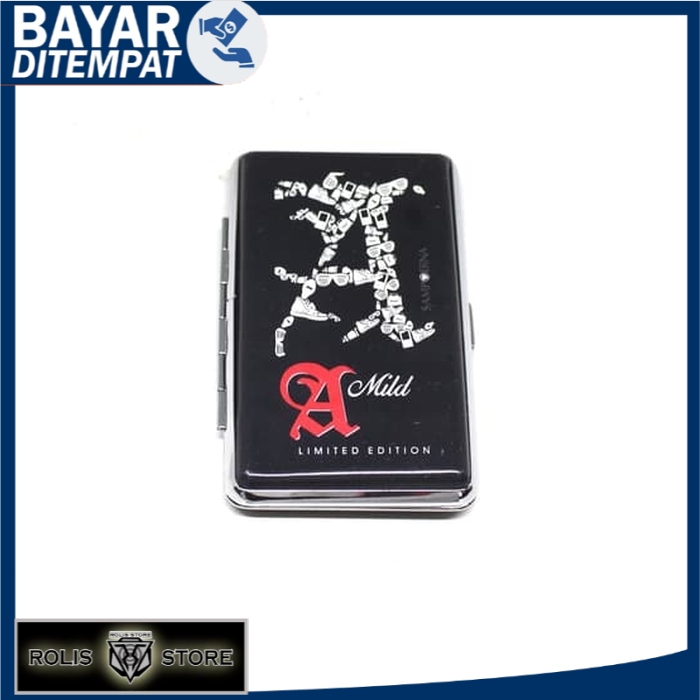 KOTAK ROKOK A MILD HITAM 662-8, TEMPAT ROKOK BRAND A-MILD BLACK