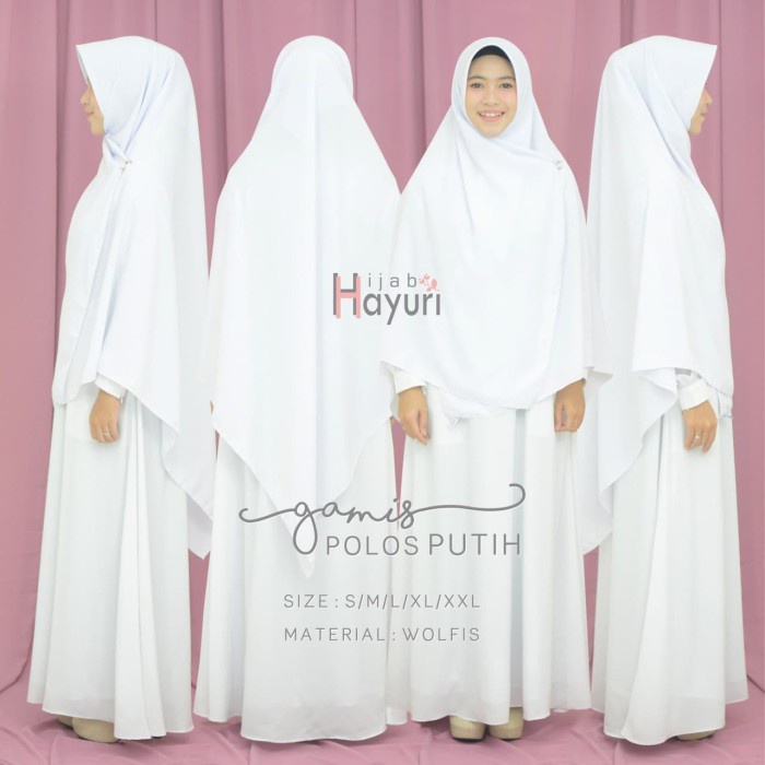 PREMIUM GAMIS POLOS PUTIH HAYURI