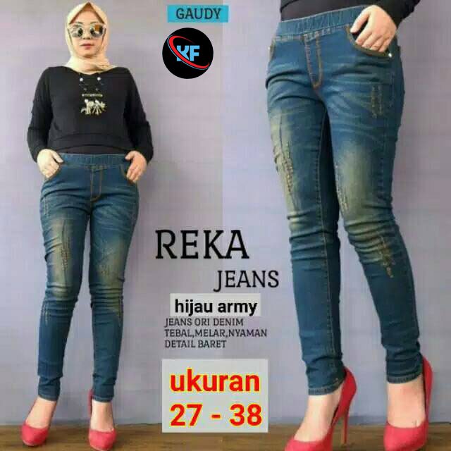 KF - CELANA JEANS JUMBO REKA JEGGING WISKER  // CELANA JEANS WANITA JEGGING RIPPED BIG SIZE