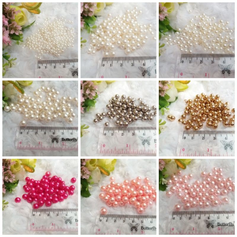  Mutiara  tembak mutiara  press TANPA  lubang  ukuran 4mm 5mm 