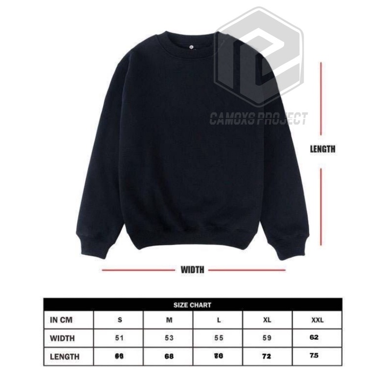 crewneck sweater distro Camoxs orginal pria dan wanita Crunek basic Hitam List Awesome Terbaru Terlaris Suiter Cowok Cewek Oversize