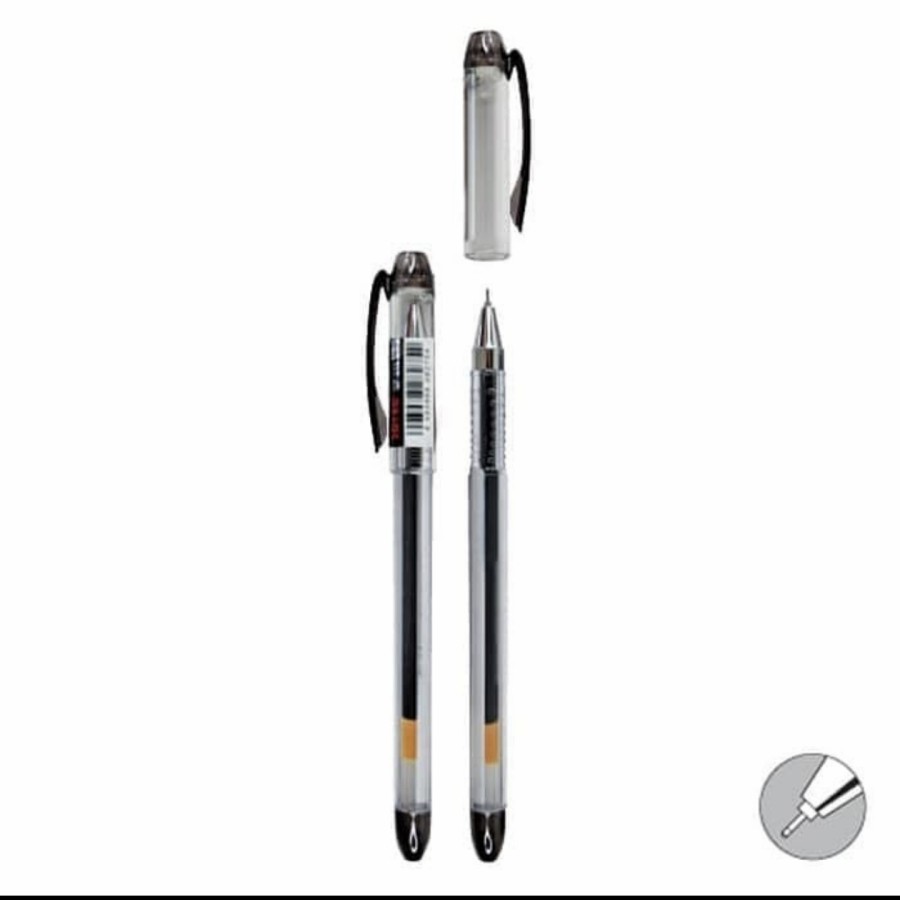 

Ballpoint Gel pulpen ujung tipis tinta Hitam Whiz Gel