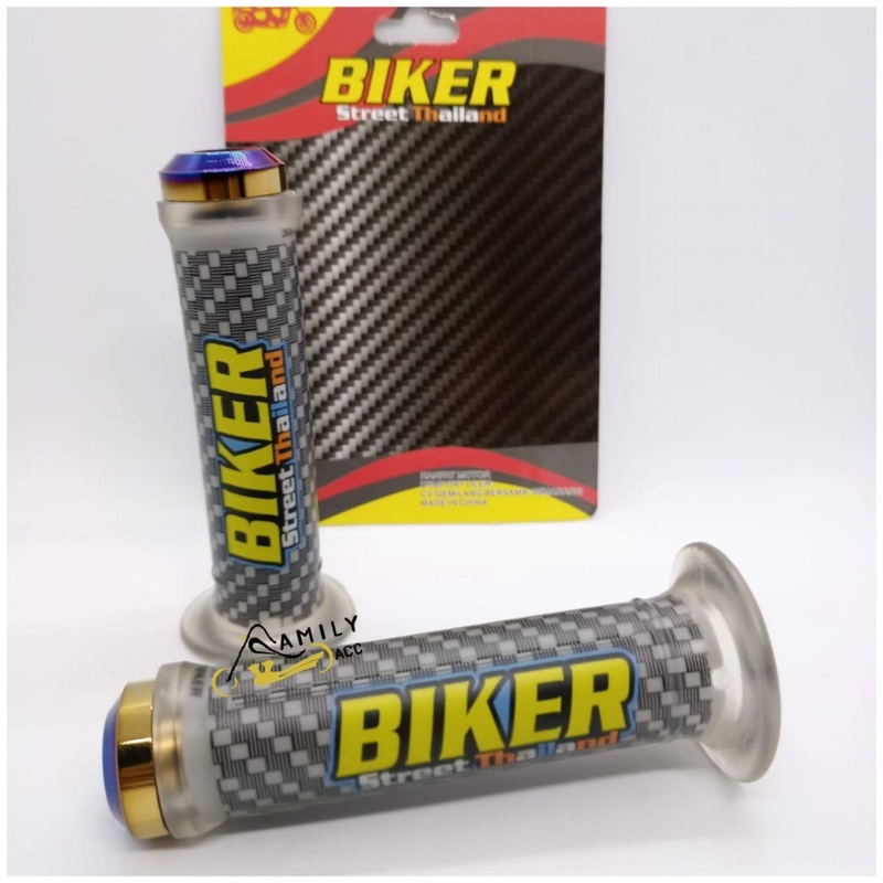 Hand Grip Handfat Handle Grip Carbon Biker + Jalu Stang Twotone Model Gepeng Motor Universal