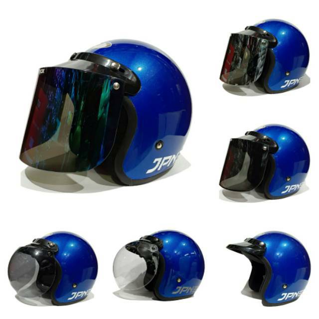 Helm JPN retro Biru Dongker Gloss