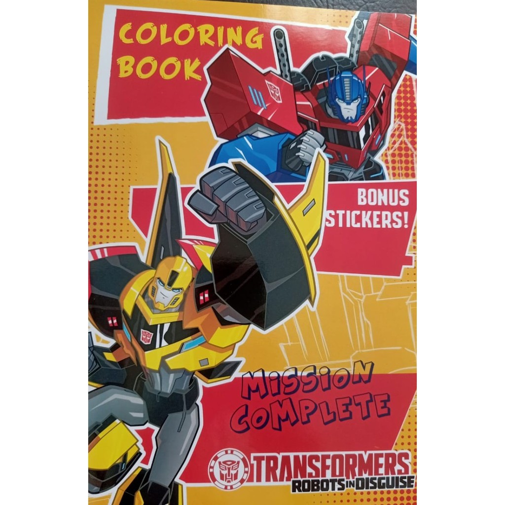 Jual Buku mewarnai Robot Transformers mission complete | Shopee Indonesia