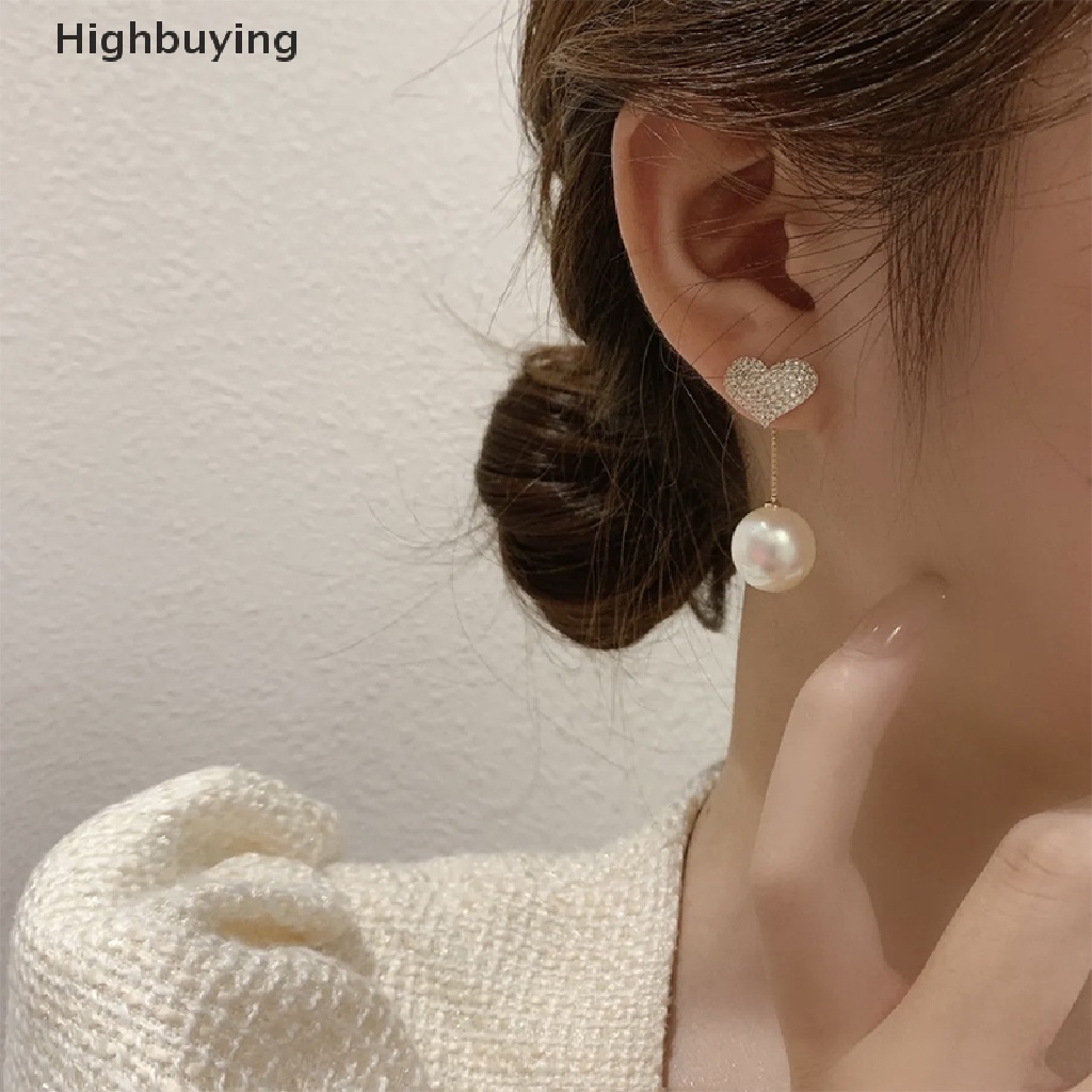 1 Pasang Anting Mutiara Bentuk Hati Warna Silver Untuk Wanita Glory