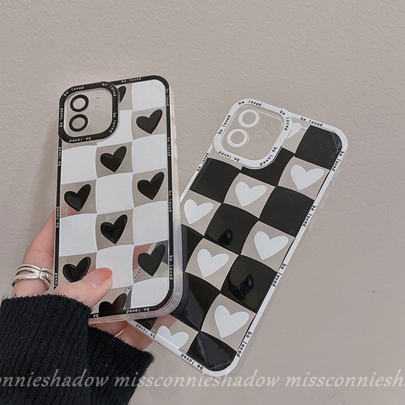 Oppo A17 A17K A95 A96 A76 A57 A55 A36 A77 A77s Reno 7Z 5 7 4F A74 A16K A16E A12E A15 A5S A12 A54 A3S A52 A1K A53 A94 A16 Reno6 Papan Catur Mewah Grid Love Heart Clear Case Cover