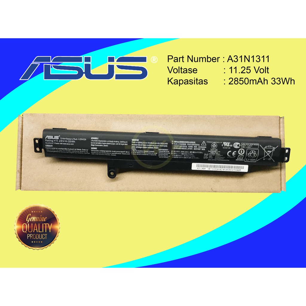 Baterai Asus X102 X102B X102BA F102BA F102BASH41T R103B F200CA Series A31N1311 ORIGINAL