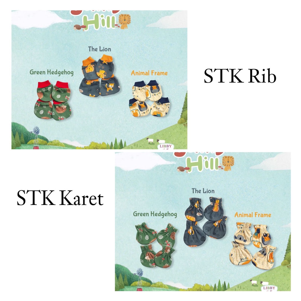 STK isi 3set Libby Sarung Tangan &amp; Kaus Kaki Model Rib &amp; Karet / Mittens &amp; Booties Libby Motif