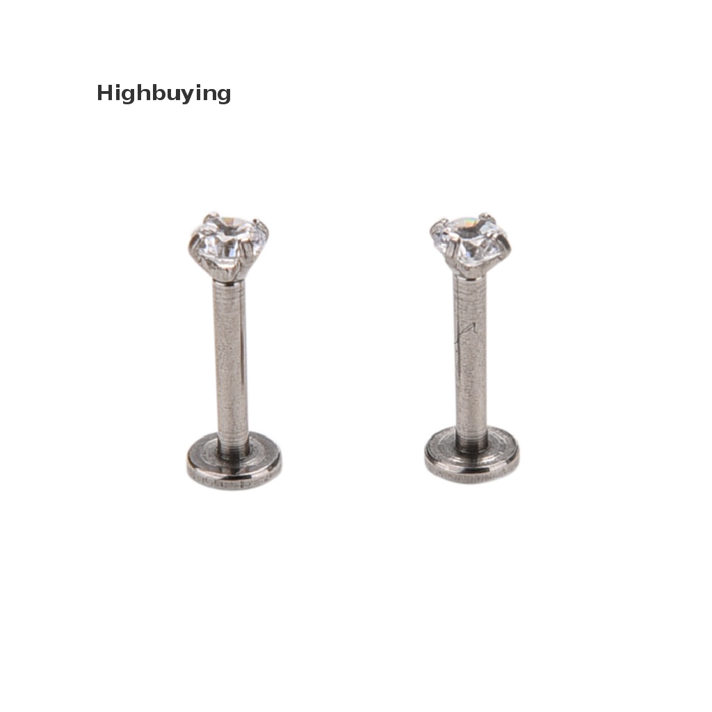 Hbid 2pcs Anting Tindik Bibir Bahan Surgical Steel Hias Cz Glory