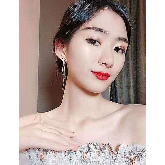 LRC Anting Tusuk Fashion Diamond Geometric Fringe Alloy Diamond P850x