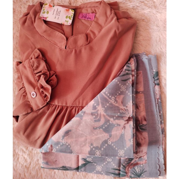 Paket bundling dress helena miulan free hijab segiempat motif
