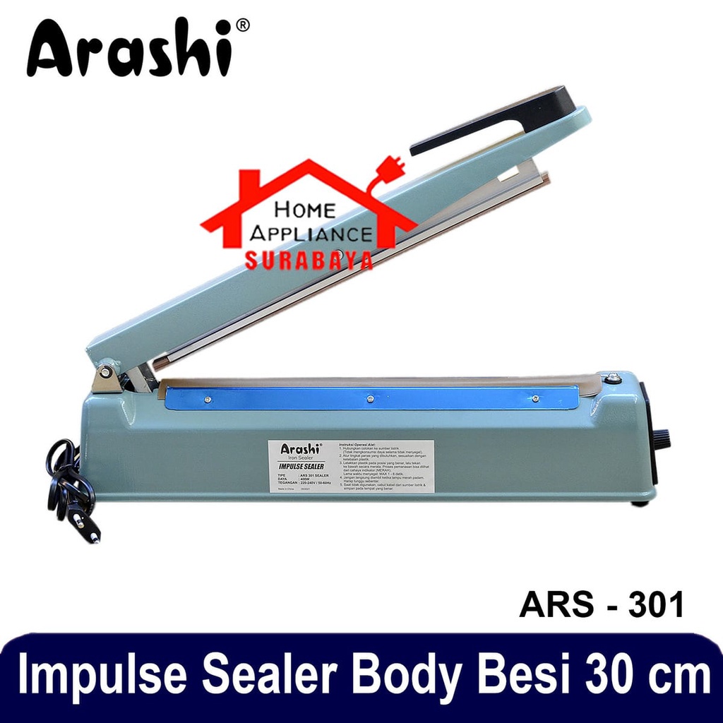 Alat Mesin Press Perekat Plastik Impulse Sealer Iron Arashi 30 CM Body Besi ARS 301 / HYPERLITE TRS 303