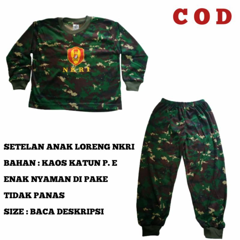 setelan anak loreng nkri / setelan kaos anak