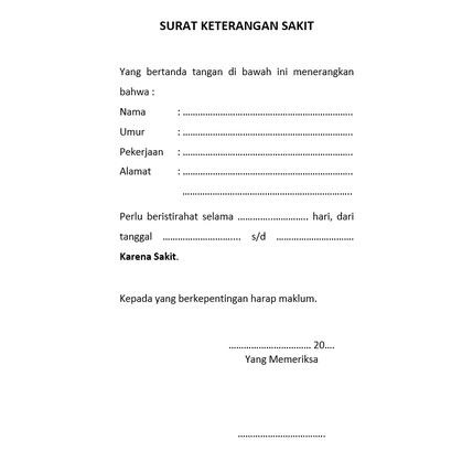 [PRODUK 9EHNA] Blangko Buku Surat Keterangan Sakit 1 Ply M0T