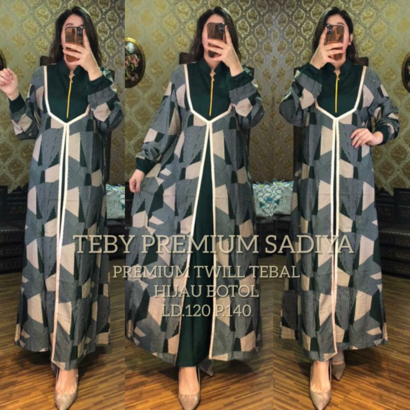 Daster arab TEBY PREMIUM SADIYA Maxi Dress Premium Gamis Syar'i Twill Big size