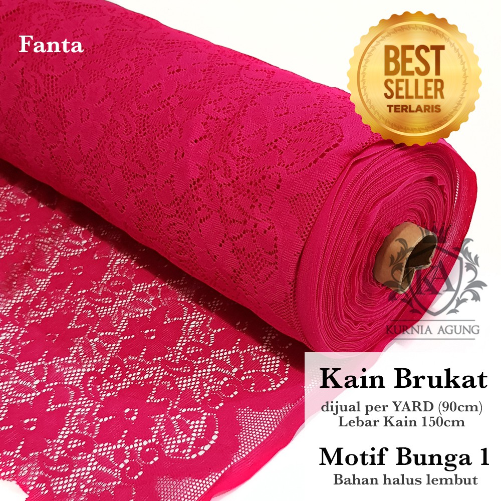 Kain Brukat Motif Bunga Meteran Bahan Brokat Adem Warna Putih Tebal Premium Bahan Gaun Anak Kebaya Lebar 150cm